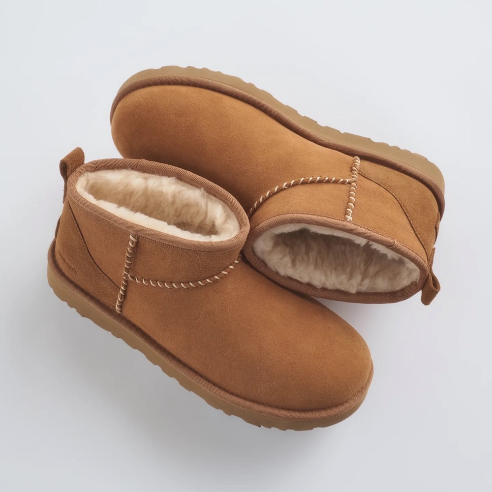 UGG x MADHAPPY Classic Ultra Mini Boots in Chestnut